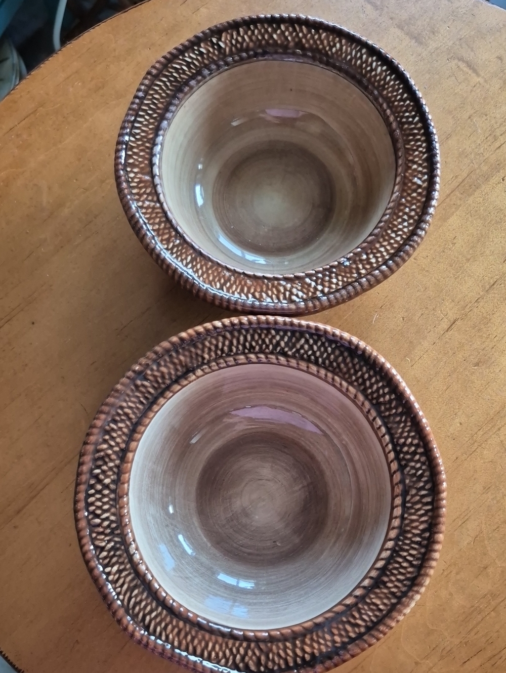 Vtg.Home Interiors Black and Cream Zebra Print Ceramic Bowls. Set of 2.